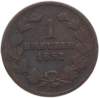 купить Германия, Баден 1 крейцер (kreuzer) 1852