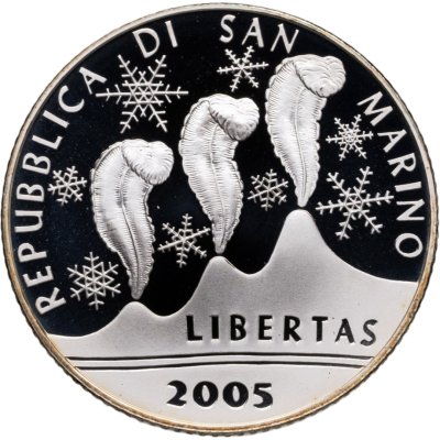 купить Сан-Марино 5 евро (euro) 2005 "XX зимние Олимпийские игры, Турин", в футляре с сертификатом