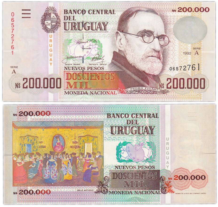 купить Уругвай 200000 песо 1992 Pick 72