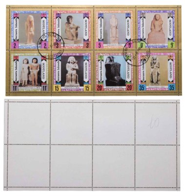 купить Великобритания Шотландия набор марок квартблок "Острова Бернер. Египетские статуи" 1980