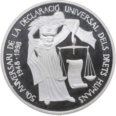 купить Андорра 10 динеров 1998 50 лет Всеобщей декларации прав человека