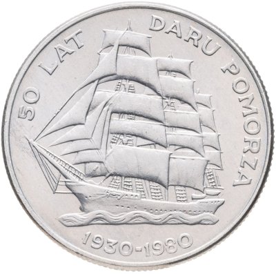 купить Польша 20 злотых (zlotych) 1980 "50 лет яхте «Дар Поморья»"