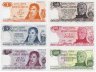 Купить Аргентина - набор 6 банкнот - 1, 5, 10, 50, 100, 500 песо 1972-1983 год