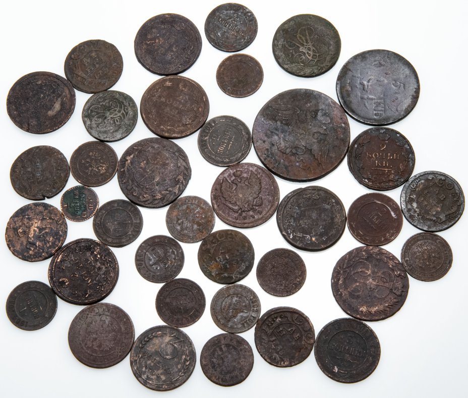 купить 37 медных монет Российской Империи 1700-1916 гг. (от Петра I до Николая II)