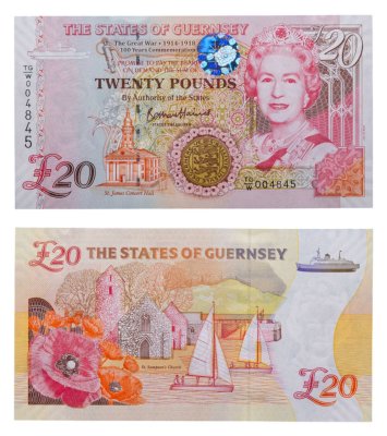 купить Гернси 20 фунтов 2018 100-летие окончания Первой Мировой войны