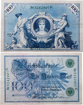 купить Германия 100 марок 1908 Зеленая печать