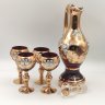 Купить Набор для подачи крепленых вин и крепких напитков на 4 персон, стекло, лепной декор, золочение, Bohemia (Neurohlau), Чехословакия, 1970-1990 гг.