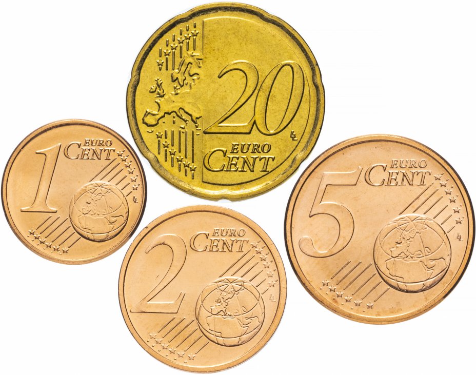 купить Германия полный годовой набор 2009 двор F (4 монеты - 1,2,5,20 центов, UNC)