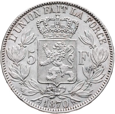 купить Бельгия 5 франков 1870