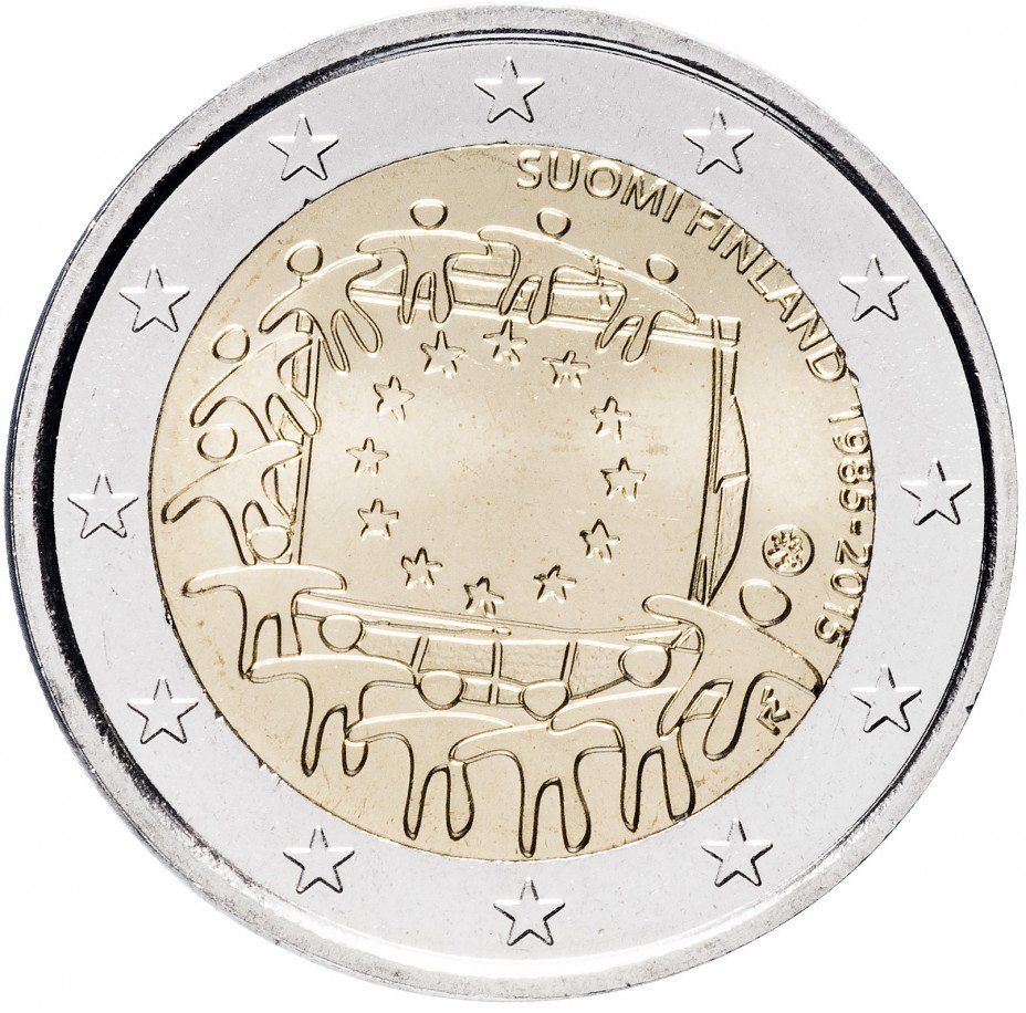 купить Финляндия 2 евро 2015 "30 лет флагу Европы"