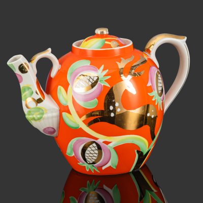 купить Чайник доливной (трактирный) "Золотой олень", автор П.В. Леонов, фарфор, крытье, роспись, золочение, Дулевский фарфоровый завод (Дулёво), СССР, 1968-1991 гг.