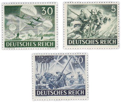 купить Германия, Третий рейх набор из 3 марок 1943 "День Вермахта. Армия"