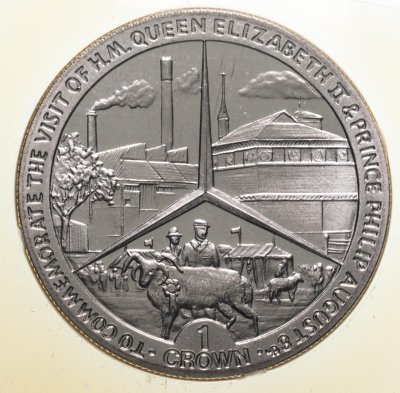 купить Остров Мэн 1 крона 1989 "Королевский визит" в конверте с маркой