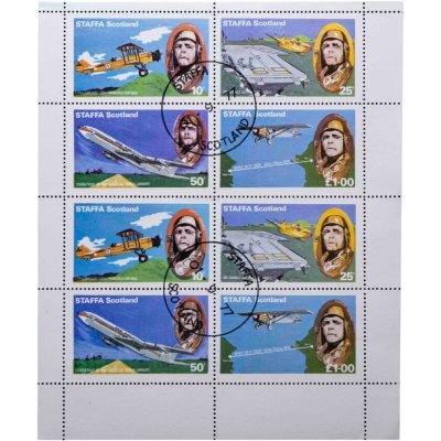 купить Великобритания Шотландия набор марок "Самолеты, авиа" квартблок