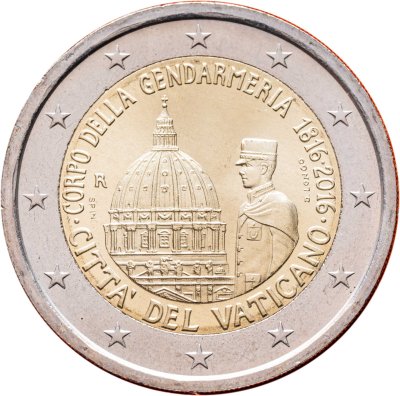 купить Ватикан 2 евро 2016 Жандармерия Ватикана