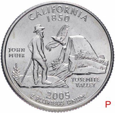 Купить США 1/4 доллара (квотер, 25 центов) 2005 P "Штат Калифорния"