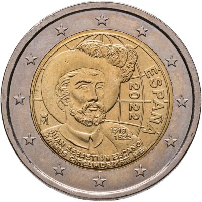 купить Испания 2 евро 2022 "500 лет первому кругосветному путешествию, Хуан Себастьян Элькано"