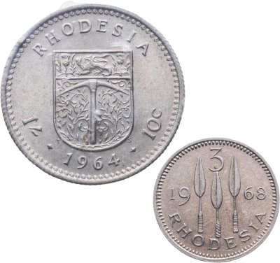 купить Родезия набор 3 пенса (pence) и 1 шиллинг (10 центов) 1964-1968