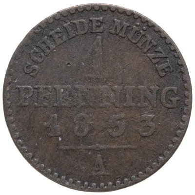 купить Пруссия 1 пфеннинг 1853 A