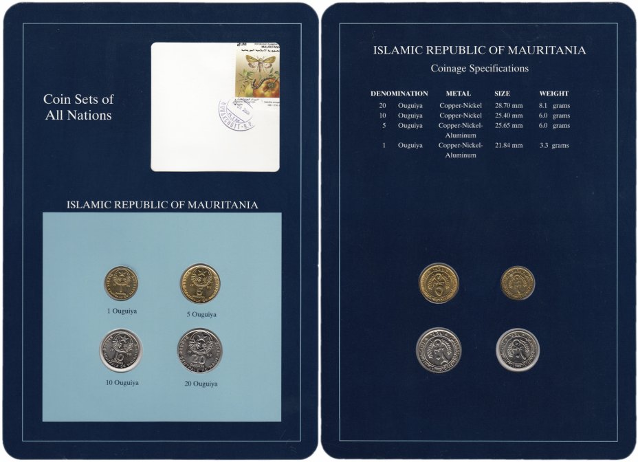 купить Серия "Наборы монет всех стран мира" - Мавритания (набор из 4 монеты и 1 марки в буклете)