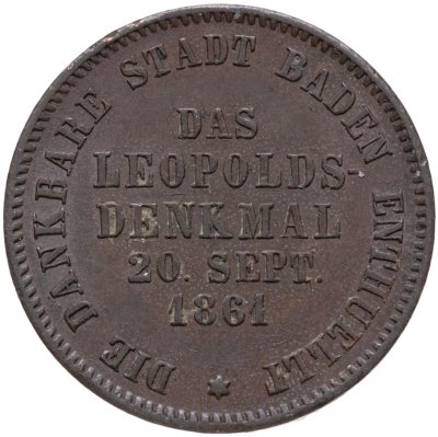 купить Германия, Баден 1 крейцер 1861 "Мемориал Леопольда"