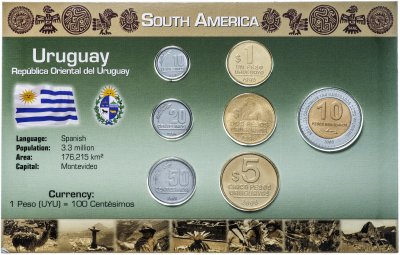 купить Уругвай набор монет 1994-2008 (7 монет в буклете)