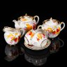 Купить Набор чайный  "Цветы осени", форма "Ампир", на 3 персон (9 предмет), художник Смирнов Е.П, фарфор, роспись, золочение, цировка, Дмитровский фарфоровый завод (ДФЗ Вербилки), СССР, 1954-1965 гг.