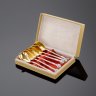 Купить Набор десертных ложек на 6 персон с витыми ручками, декорированные пальметами, серебро 875 пробы, золочение, Таллинская ювелирная фабрика, СССР, 1967-1977 гг.