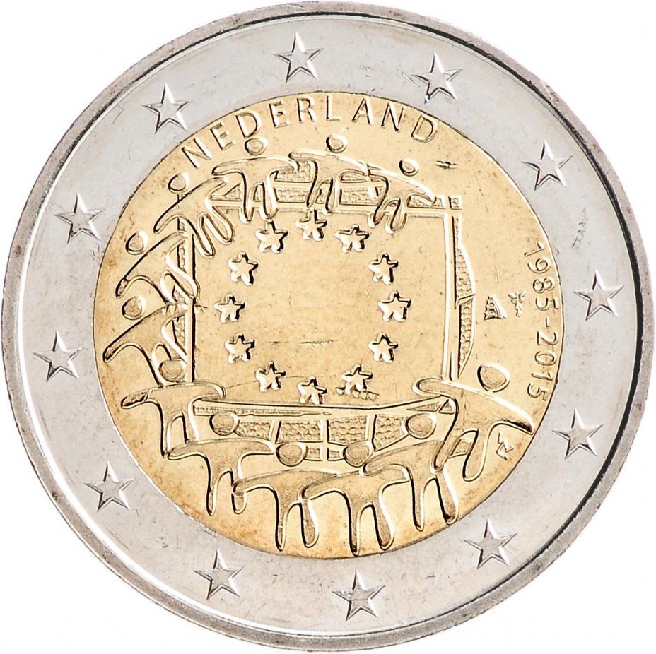 купить Нидерланды 2 евро 2015 "30 лет флагу Европейского союза"