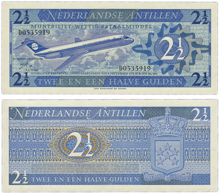 купить Нидерландские Антилы 2 1/2 гульдена 1970 (Pick 21)