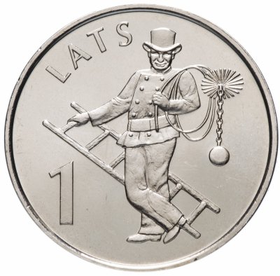 Купить Латвия 1 лат (lats) 2008   "Трубочист"