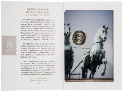 Купить Сан Марино 2 евро 2015 "Объединение Германии", в буклете