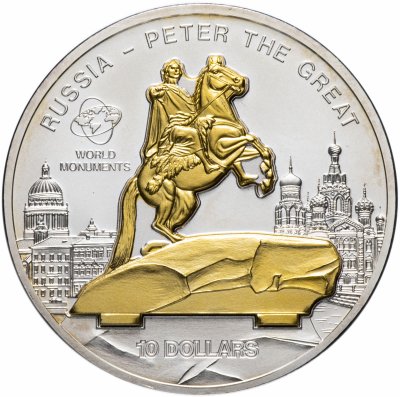 купить Острова Кука 10 долларов 2009 монета-трансформер "Памятник Петру I Медный всадник"