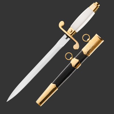 купить Кортик "Кремль", сталь, латунь, дерево, черная кожа, неолейкорит, золочение; в деревянном подарочном коробе с бархатным ложементом, Российская Федерация, 2024 г.