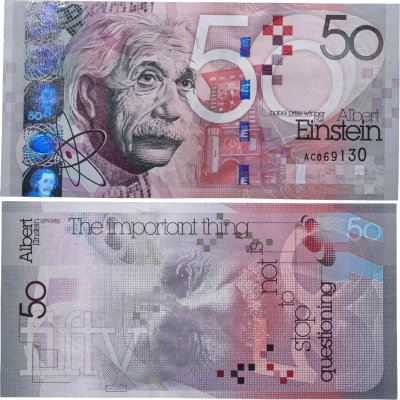 купить Тестовая банкнота Великобритания De La Rue 50 "Альберт Эйнштейн"