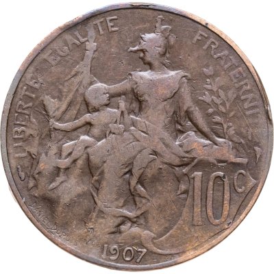 купить Франция 10 сантимов (centimes) 1907