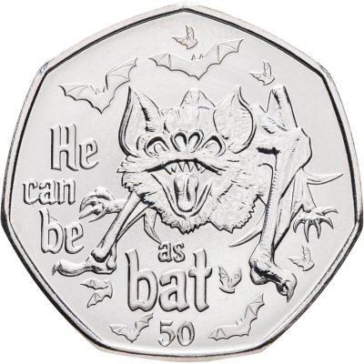 купить Гибралтар 50 пенсов (pence) 2022 "125 лет публикации Дракулы - Он может быть как летучая мышь"