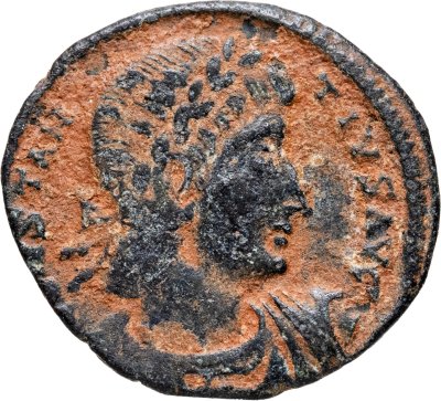 купить Римская Империя, Констант, 333–350 гг, Нуммий (реверс: два воина стоят лицом друг к другу, между ними один штандарт с христограммой)