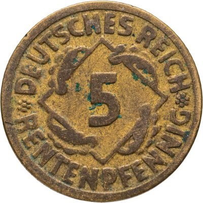 купить Германия 5 рентенпфеннигов (rentenpfennig) 1924 F
