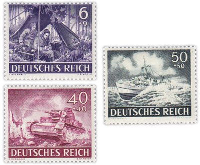 купить Германия, Третий рейх набор из 3 марок 1943 "День Вермахта. Армия"