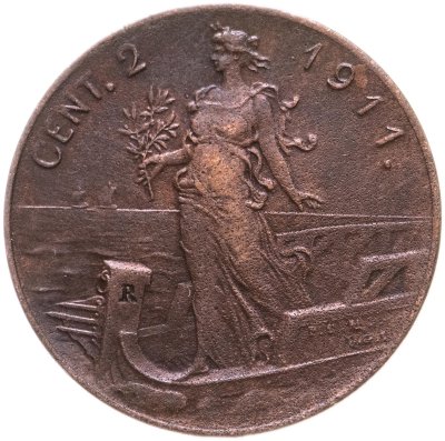 купить Италия 2 чентезимо (centesimi) 1909-1917 Виктор Эммануил III, случайный год