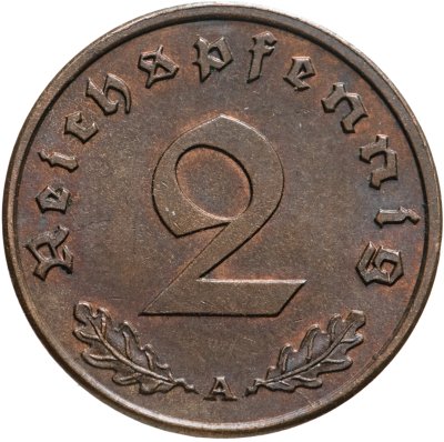 Купить Германия (Третий Рейх) 2 рейхспфеннига "А" 1939