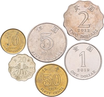купить Гонконг набор из 8 монет 10, 20, 50 центов и 1, 2, 5 долларов 1997-2019