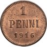 Купить 1 пенни (penni) 1916 Российская Финляндия, в слабе Монетник.ру MS64