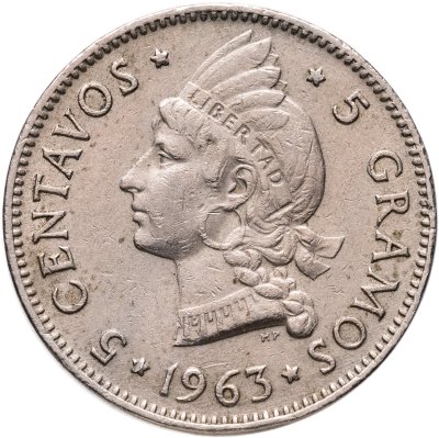 купить Доминикана 5 сентаво (centavos) 1963 100 лет восстановлению Республики