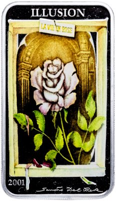 купить Конго 10 франков 2001 «Иллюзия Жизнь в розе» в футляре с сертификатом