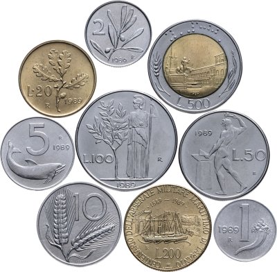 купить Италия годовой набор из 9 монет 1989