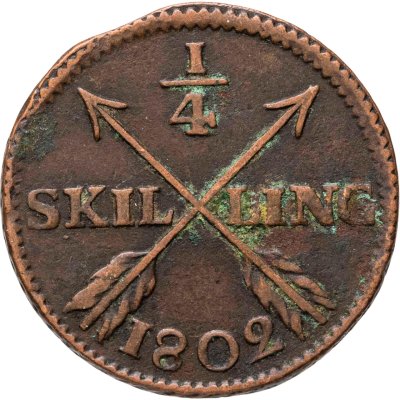 купить Швеция 1/4 скиллинга 1802