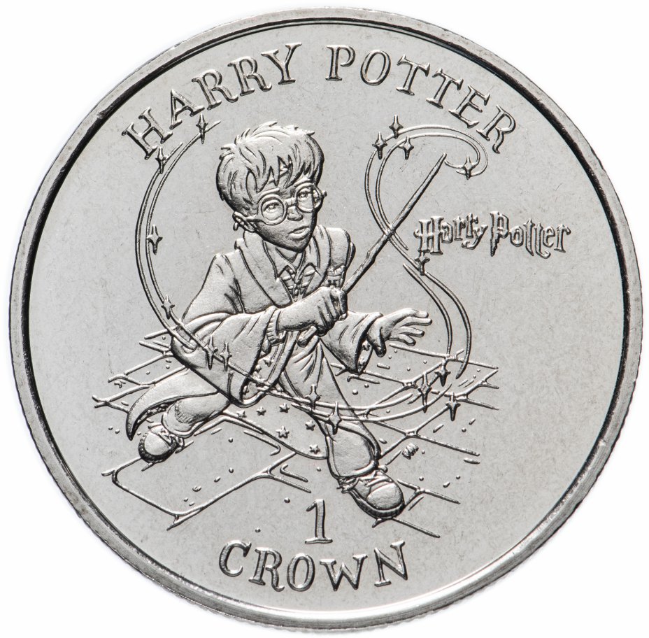 купить Остров Мэн 1 крона (crown) 2001 "Гарри Поттер с волшебной палочкой"