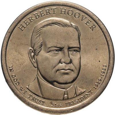 купить США 1 доллар 2014 "31-й президент США - Герберт Гувер", знак монетного двора "Р" - Филадельфия